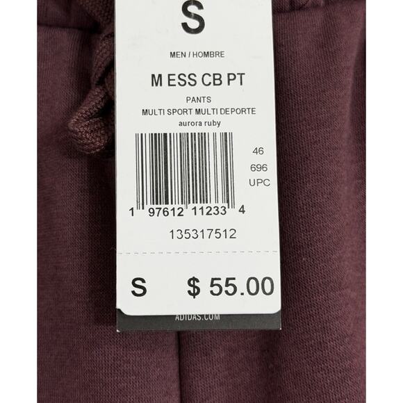 NEW Adidas Essential CB Regular Fit Tapered Black Pant Ruby Joggers Size Small - Picture 2 of 2